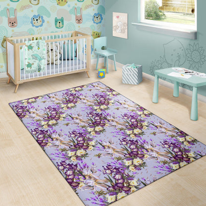 Iris Pattern Print Design IR07 Area Rugs