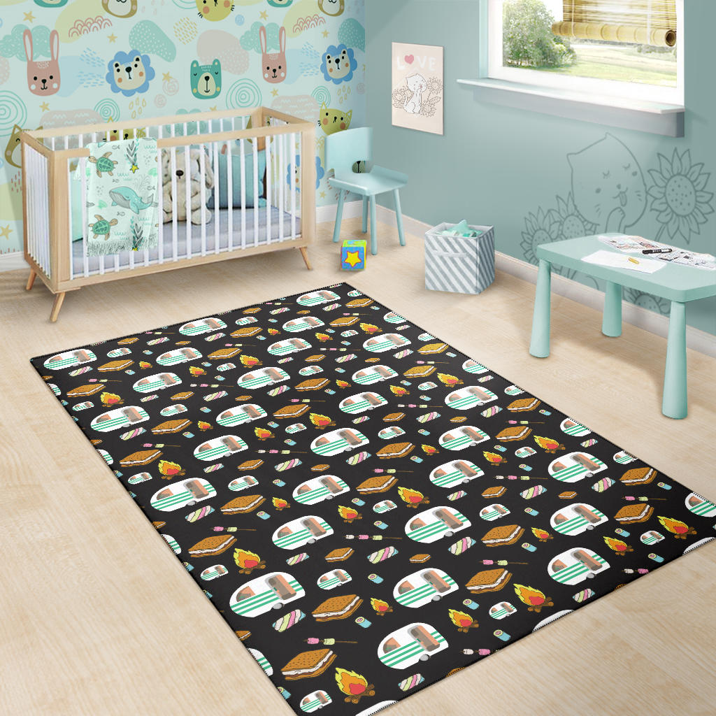 Camper Marshmallow Camping Design Print Area Rugs