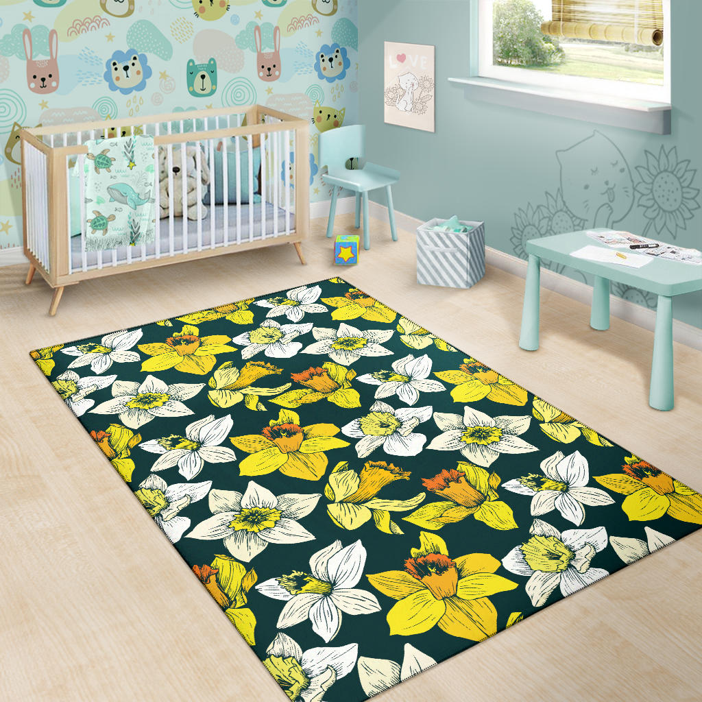 Daffodils Pattern Print Design DF02 Area Rugs