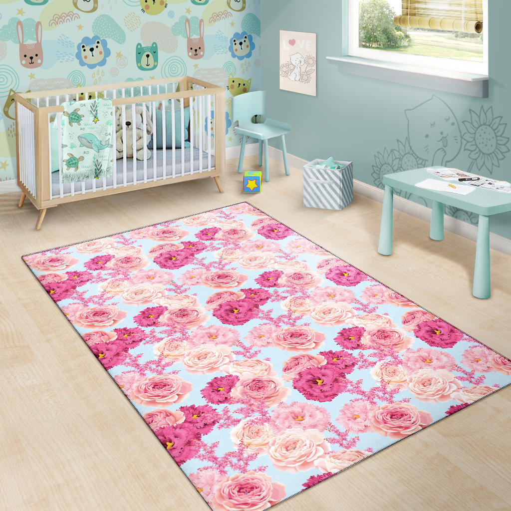 Lisianthus Pattern Print Design LT05 Area Rugs