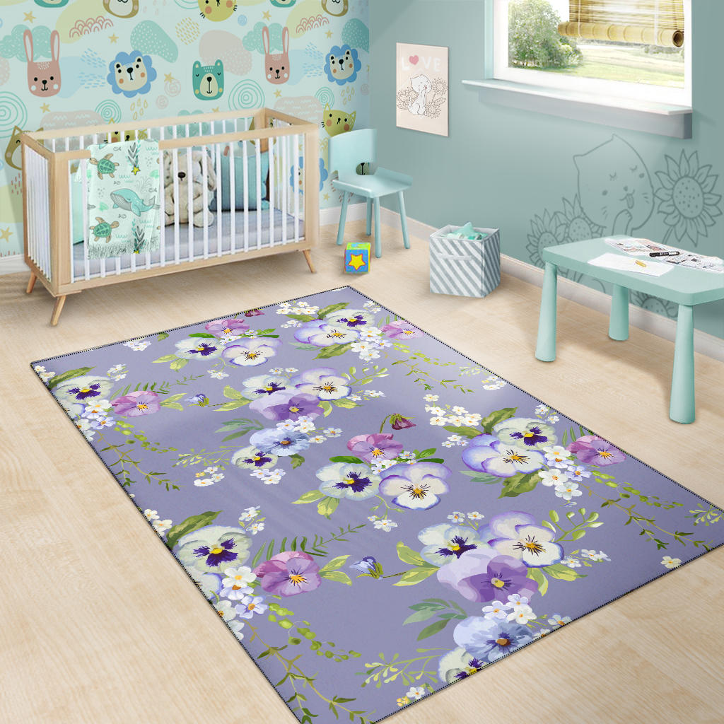 Pansy Pattern Print Design PS05 Area Rugs