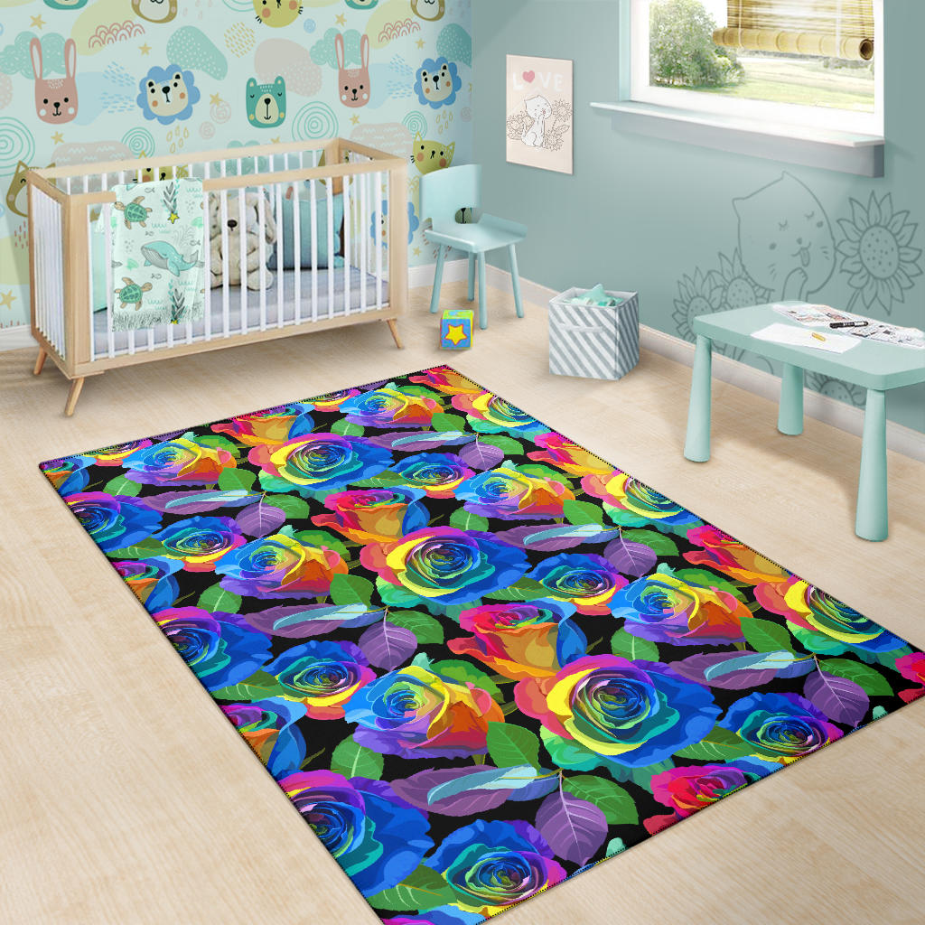 Rose Pattern Print Design RO02 Area Rugs