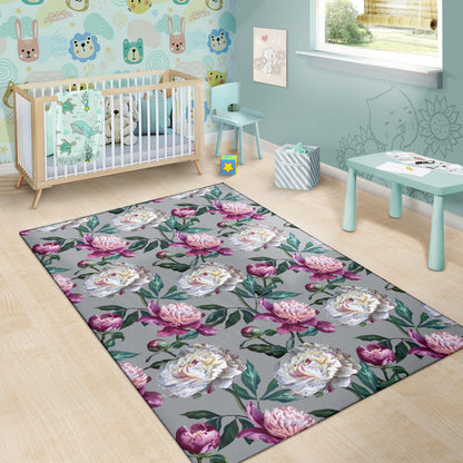 Peony Pattern Print Design PE01 Area Rugs