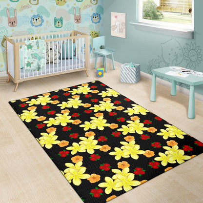 Yellow Plumeria Pattern Print Design PM04 Area Rugs