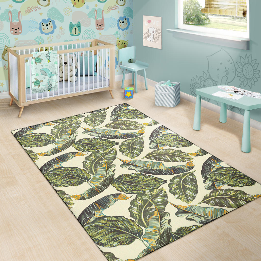 Banana Leaf Pattern Print Design BL08 Area Rugs