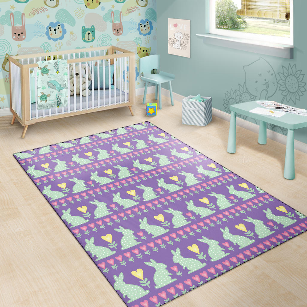 Rabbit Pattern Print Design RB01 Area Rugs