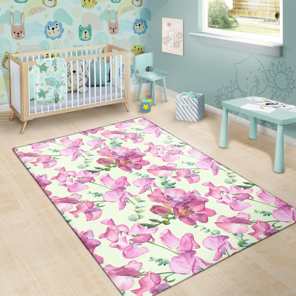 Peony Pattern Print Design PE011 Area Rugs