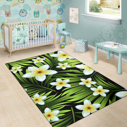 White Plumeria Pattern Print Design PM06 Area Rugs