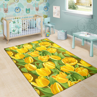 Tulip Yellow Pattern Print Design TP010 Area Rugs