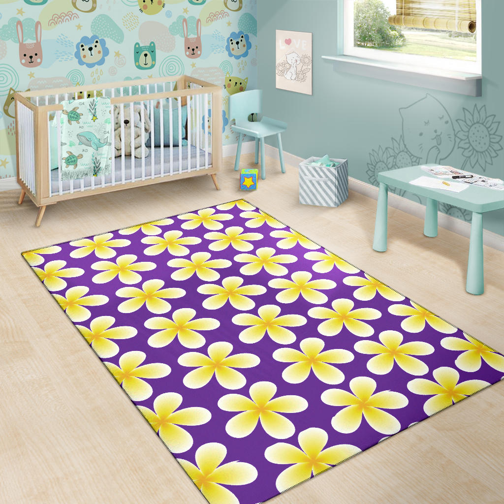 Yellow Plumeria Pattern Print Design PM05 Area Rugs