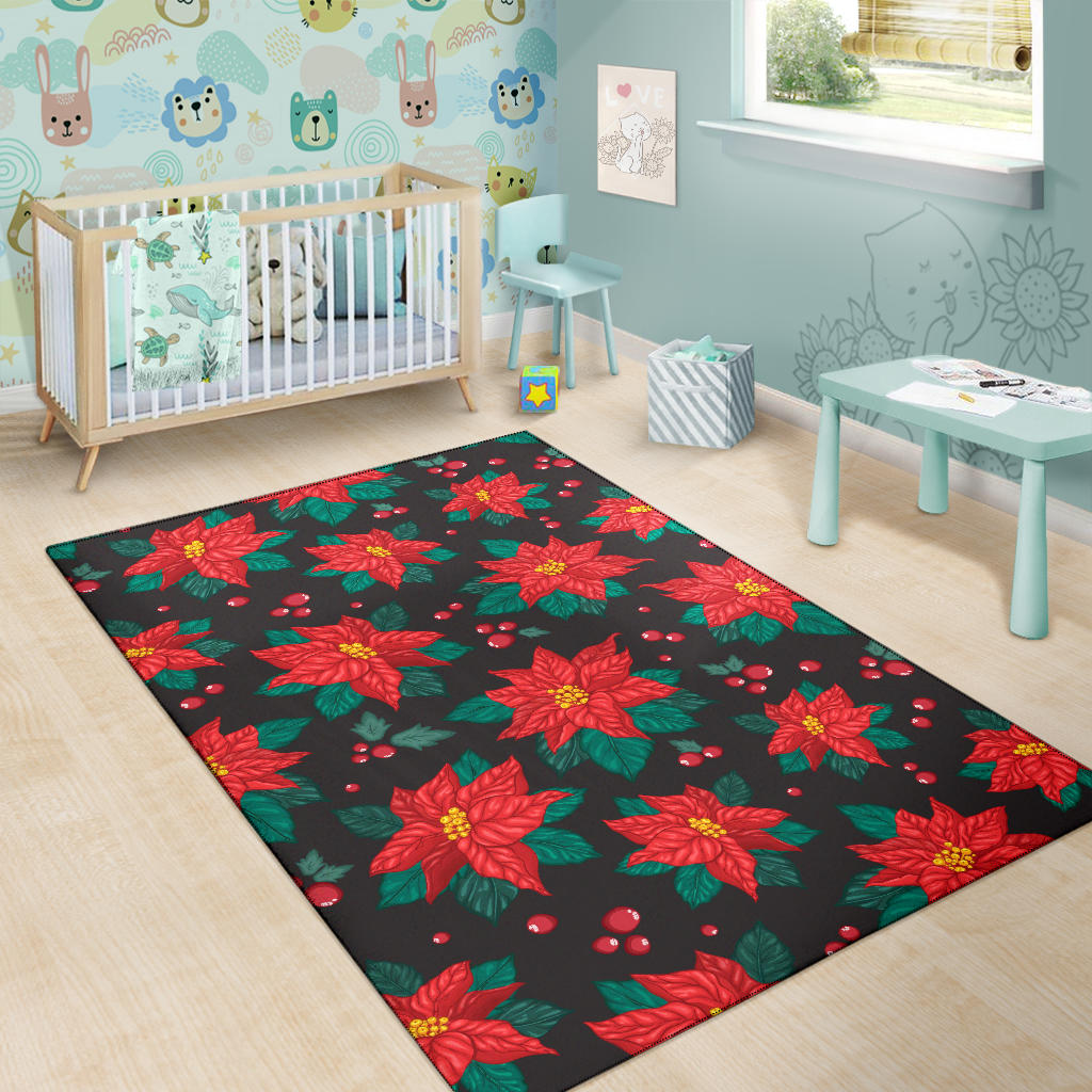 Poinsettia Pattern Print Design POT07 Area Rugs