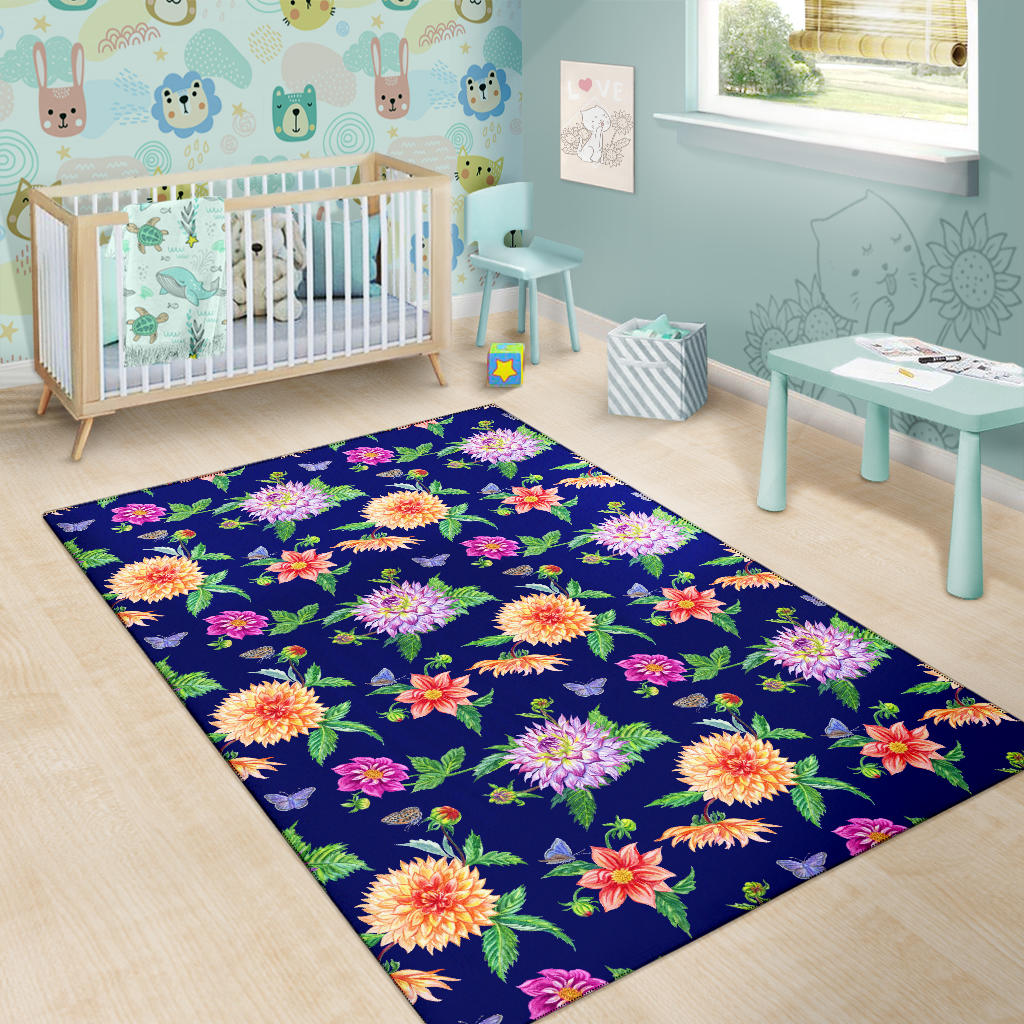 Dahlia Pattern Print Design DH010 Area Rugs