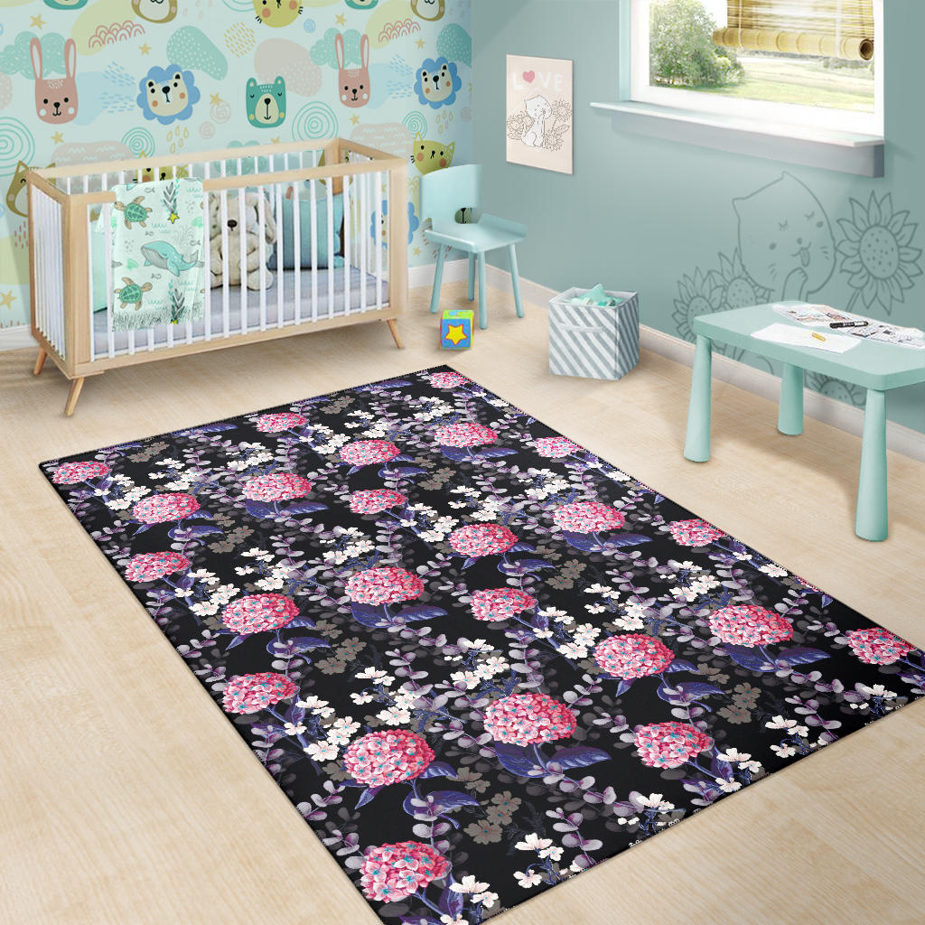 Hydrangea Pattern Print Design HD04 Area Rugs