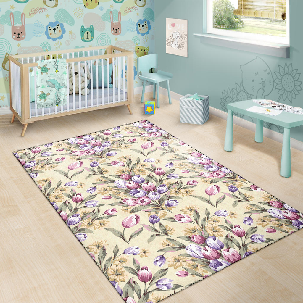 Tulip Pattern Print Design TP04 Area Rugs