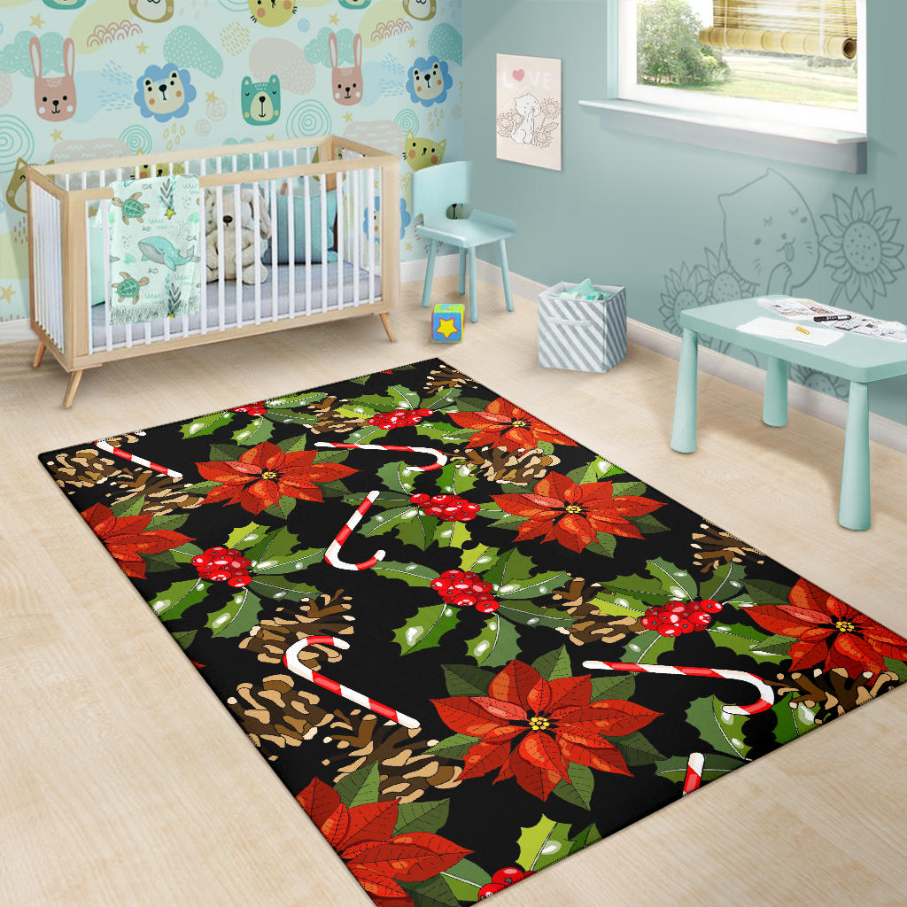 Poinsettia Pattern Print Design POT01 Area Rugs