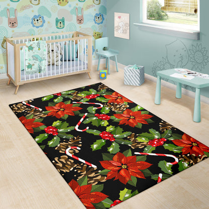 Poinsettia Pattern Print Design POT01 Area Rugs
