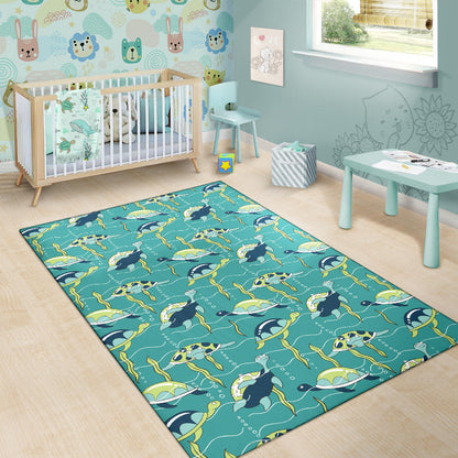 Sea Turtle Pattern Print Design T08 Area Rugs