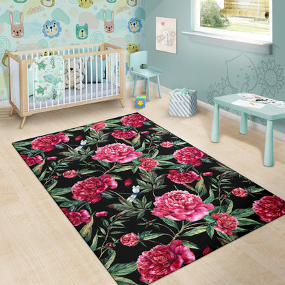 Peony Pattern Print Design PE04 Area Rugs