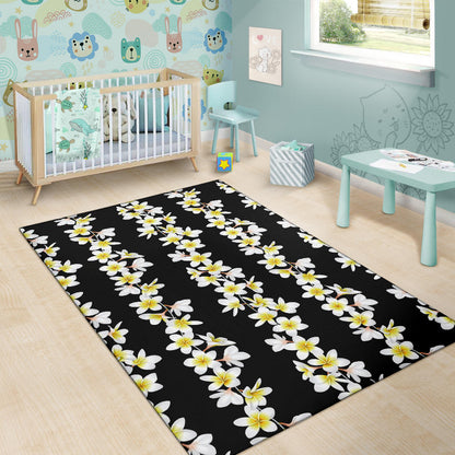 White Plumeria Pattern Print Design PM08 Area Rugs