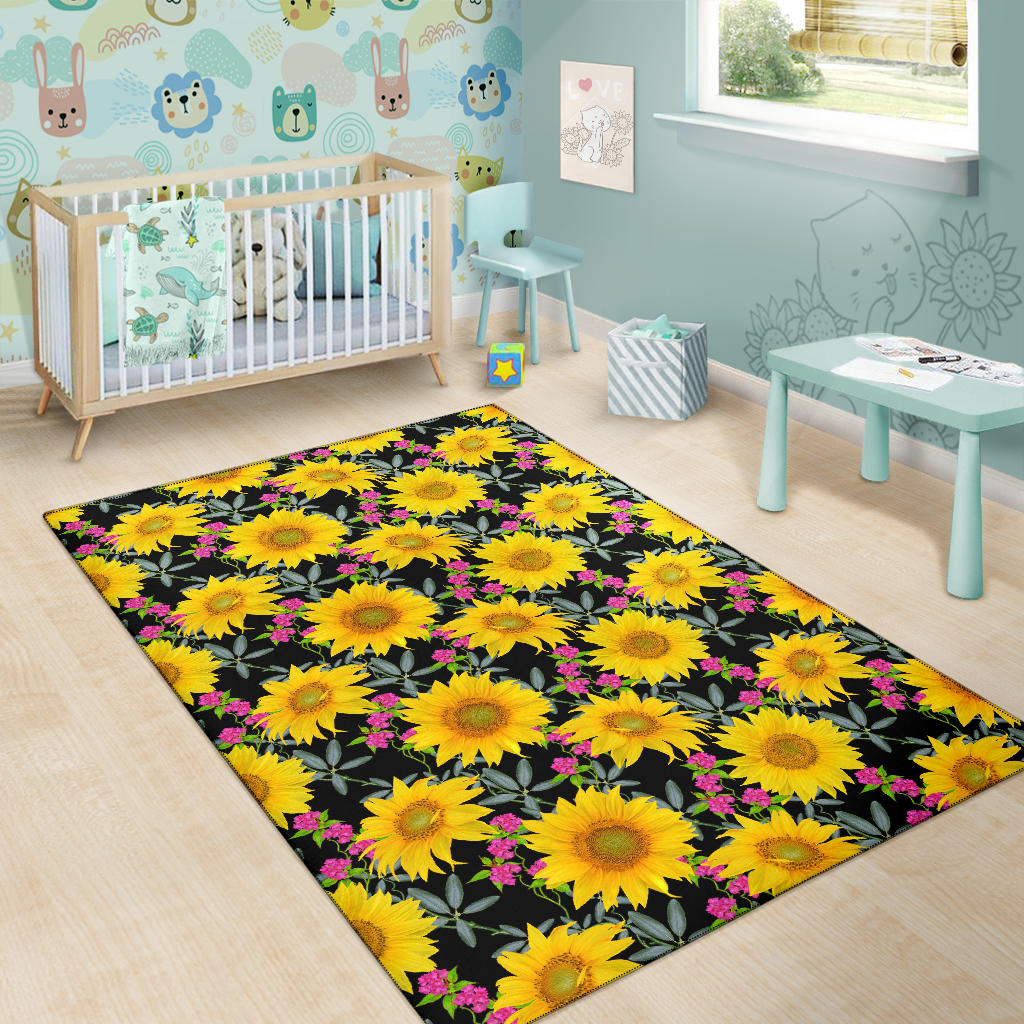 Sunflower Pattern Print Design SF014 Area Rugs