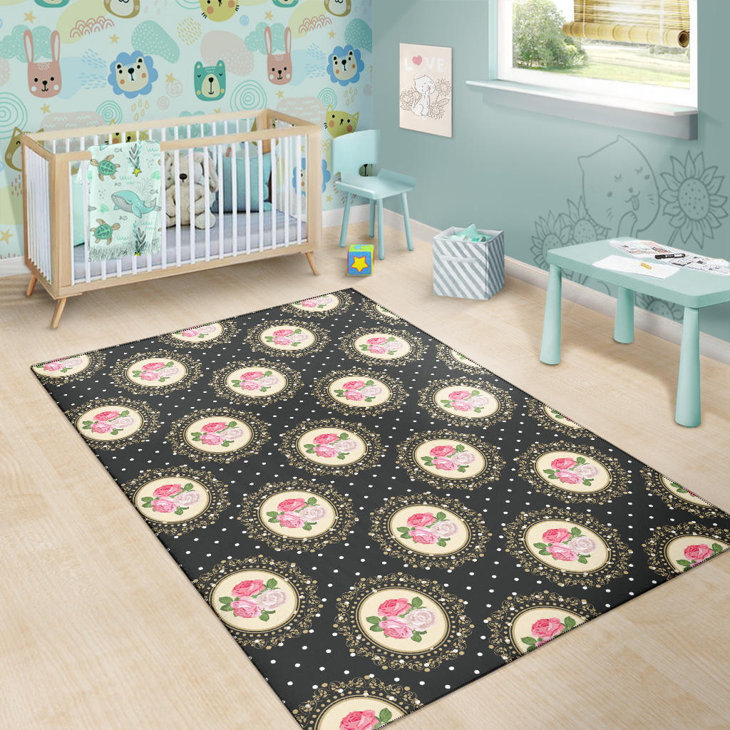 Rose Pattern Print Design RO015 Area Rugs