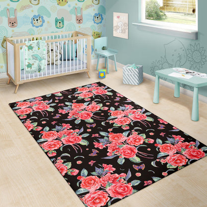 Camellia Pattern Print Design CM03 Area Rugs