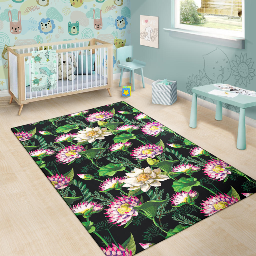 Water Lily Pattern Print Design WL010 Area Rugs