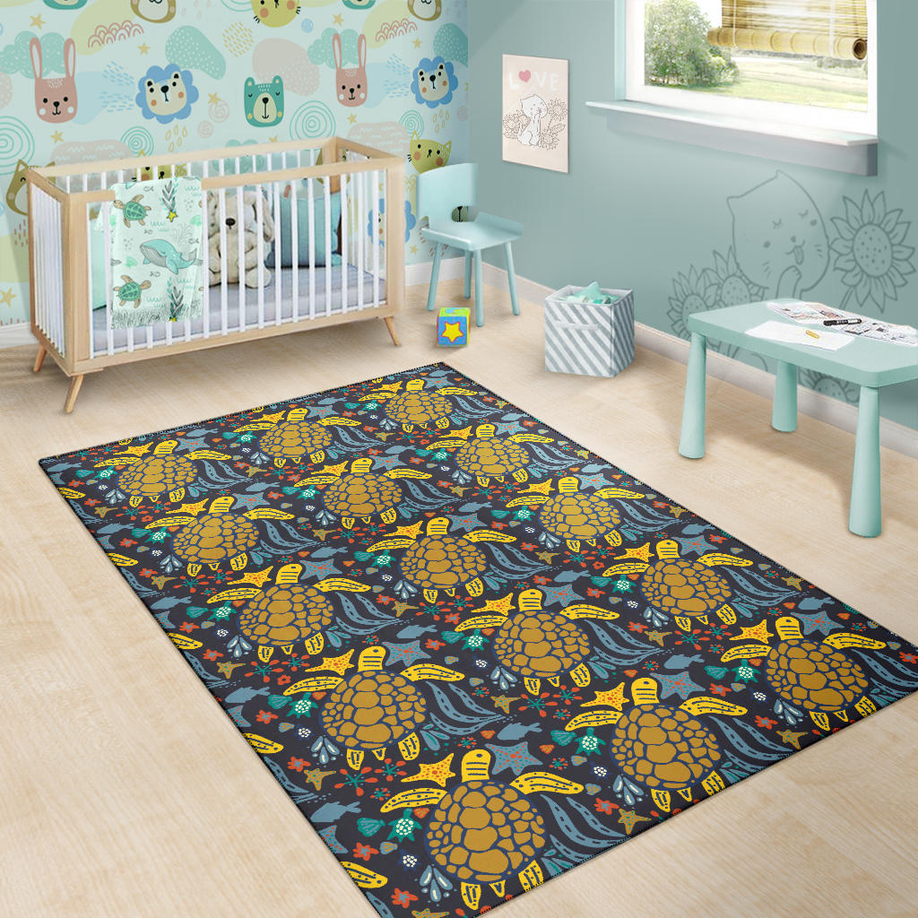 Sea Turtle Pattern Print Design T03 Area Rugs