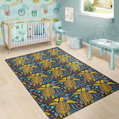 Sea Turtle Pattern Print Design T03 Area Rugs