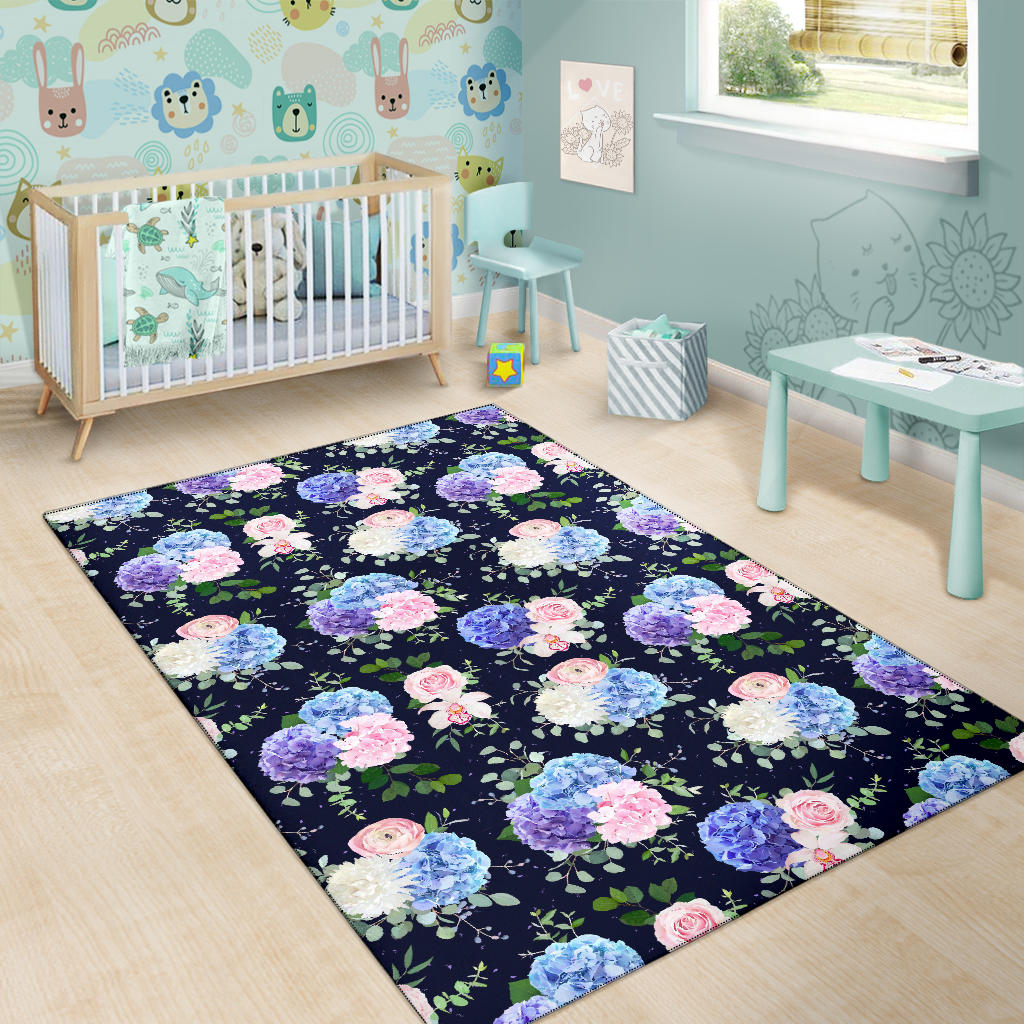 Hydrangea Pattern Print Design HD01 Area Rugs