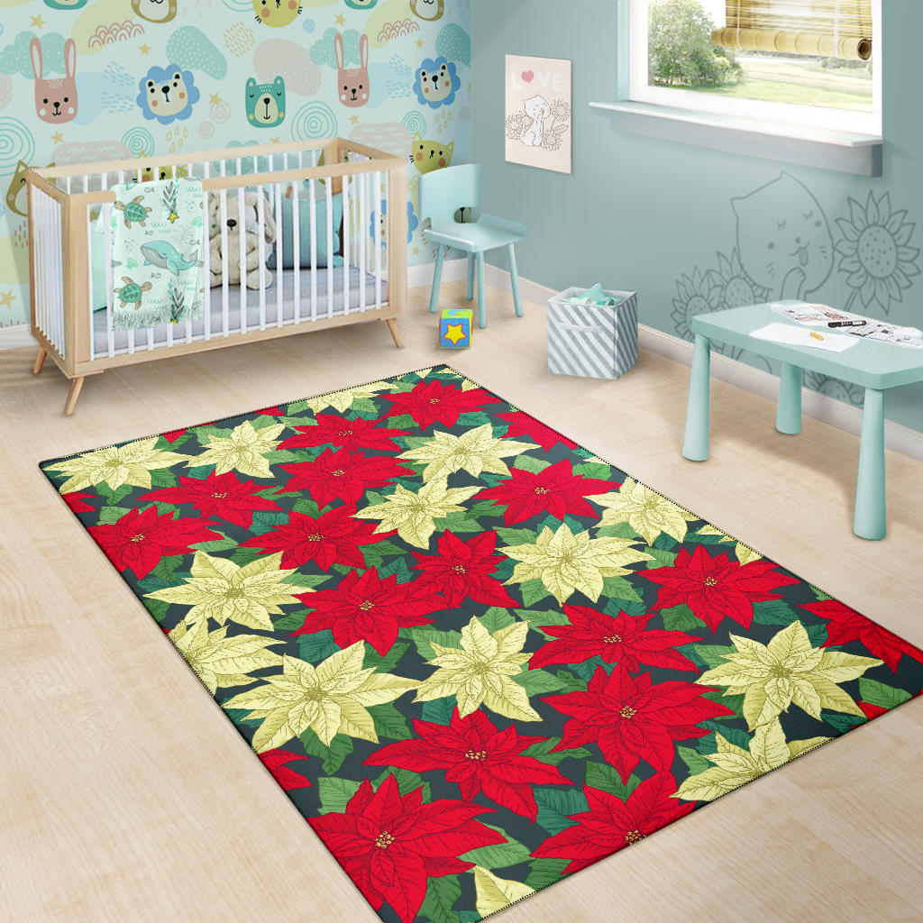 Poinsettia Pattern Print Design POT06 Area Rugs