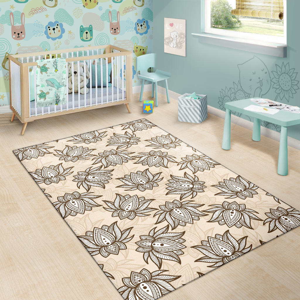 Lotus Boho Pattern Print Design LO05 Area Rugs