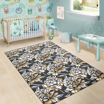Peony Pattern Print Design PE06 Area Rugs