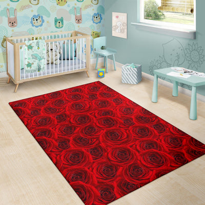 Rose Red Pattern Print Design RO04 Area Rugs
