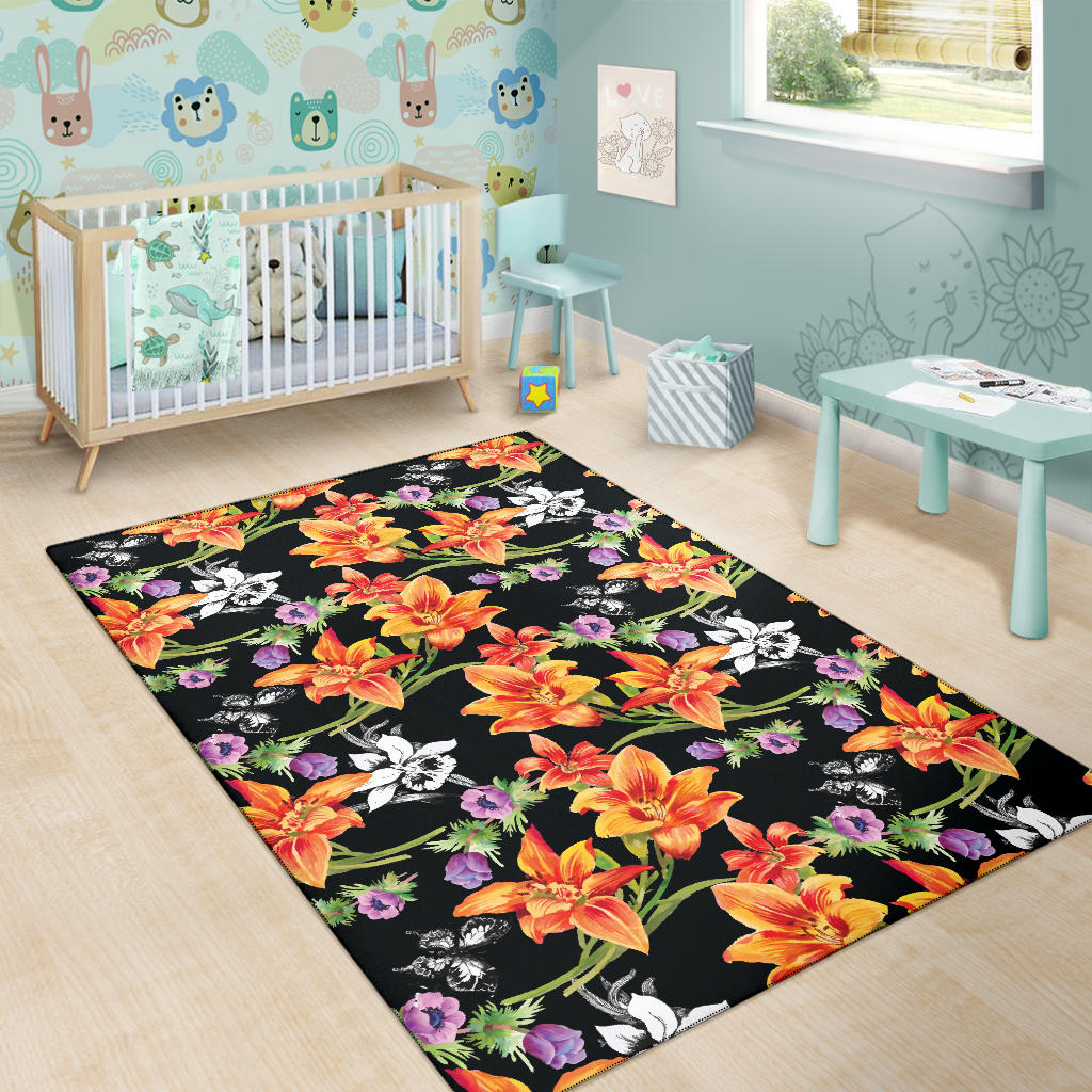 Tropical Flower Pattern Print Design TF02 Area Rugs