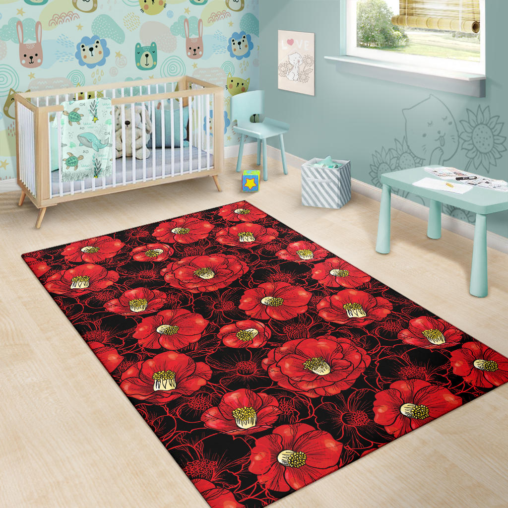 Camellia Pattern Print Design CM06 Area Rugs