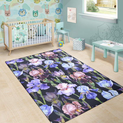 Iris Pattern Print Design IR04 Area Rugs