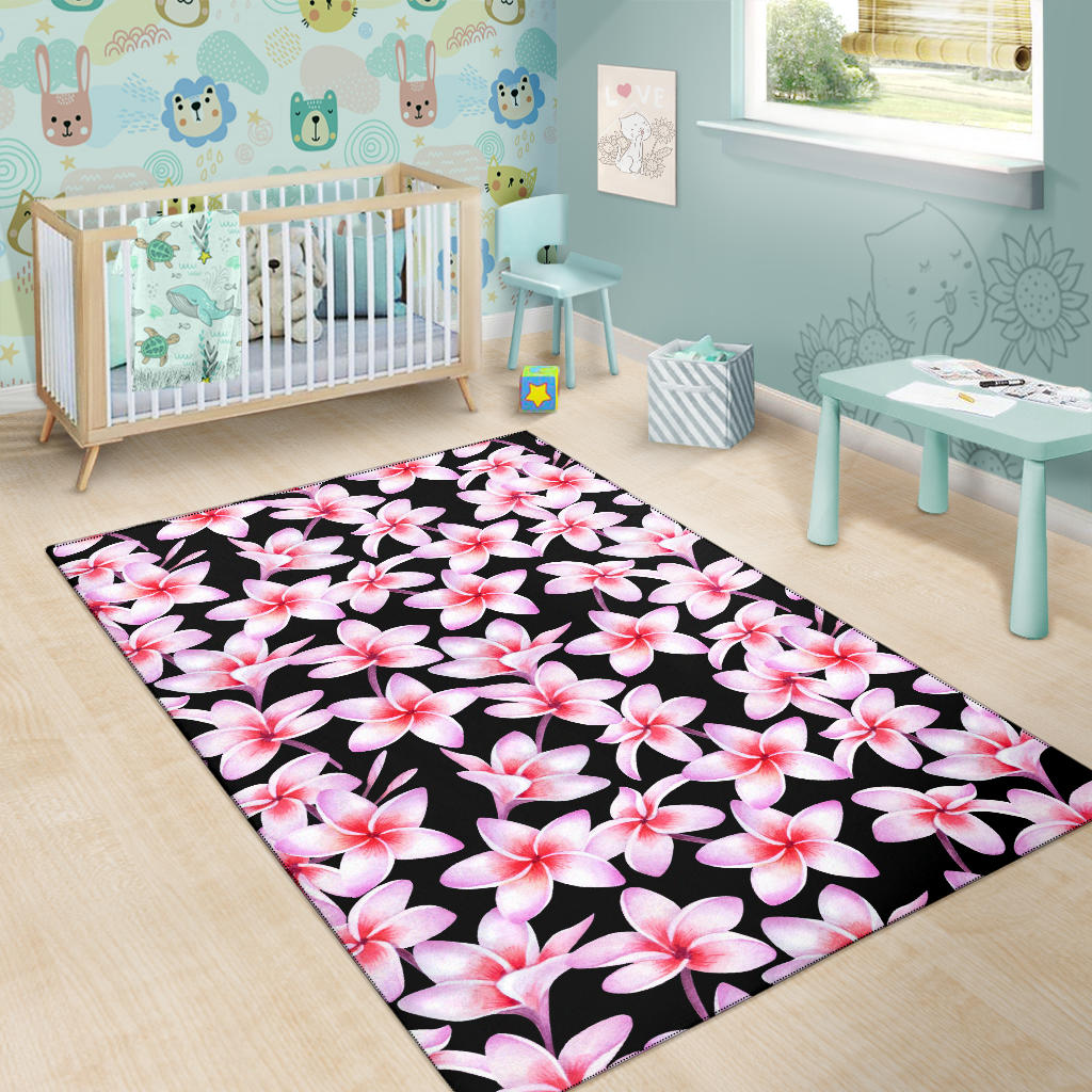 Pink Plumeria Pattern Print Design PM09 Area Rugs