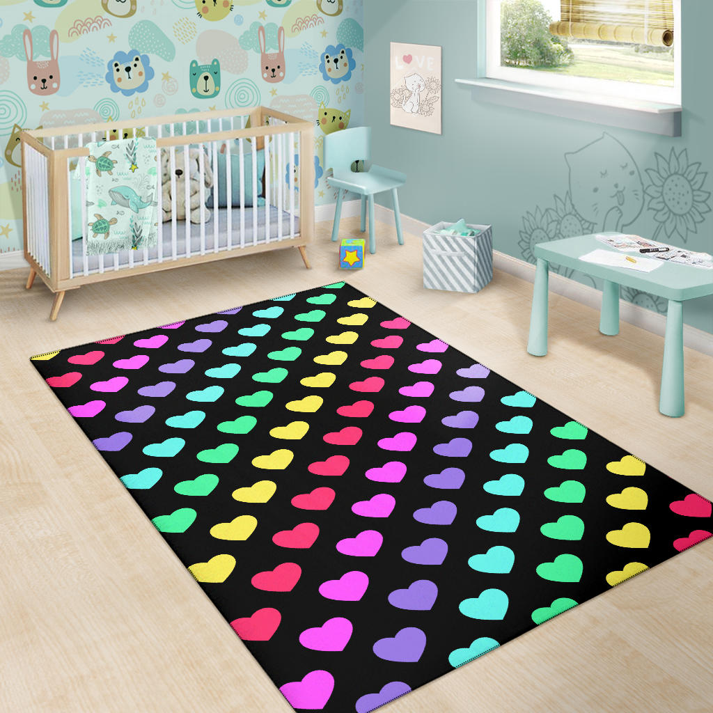 Heart Rainbow Pattern Print Design HE02 Area Rugs
