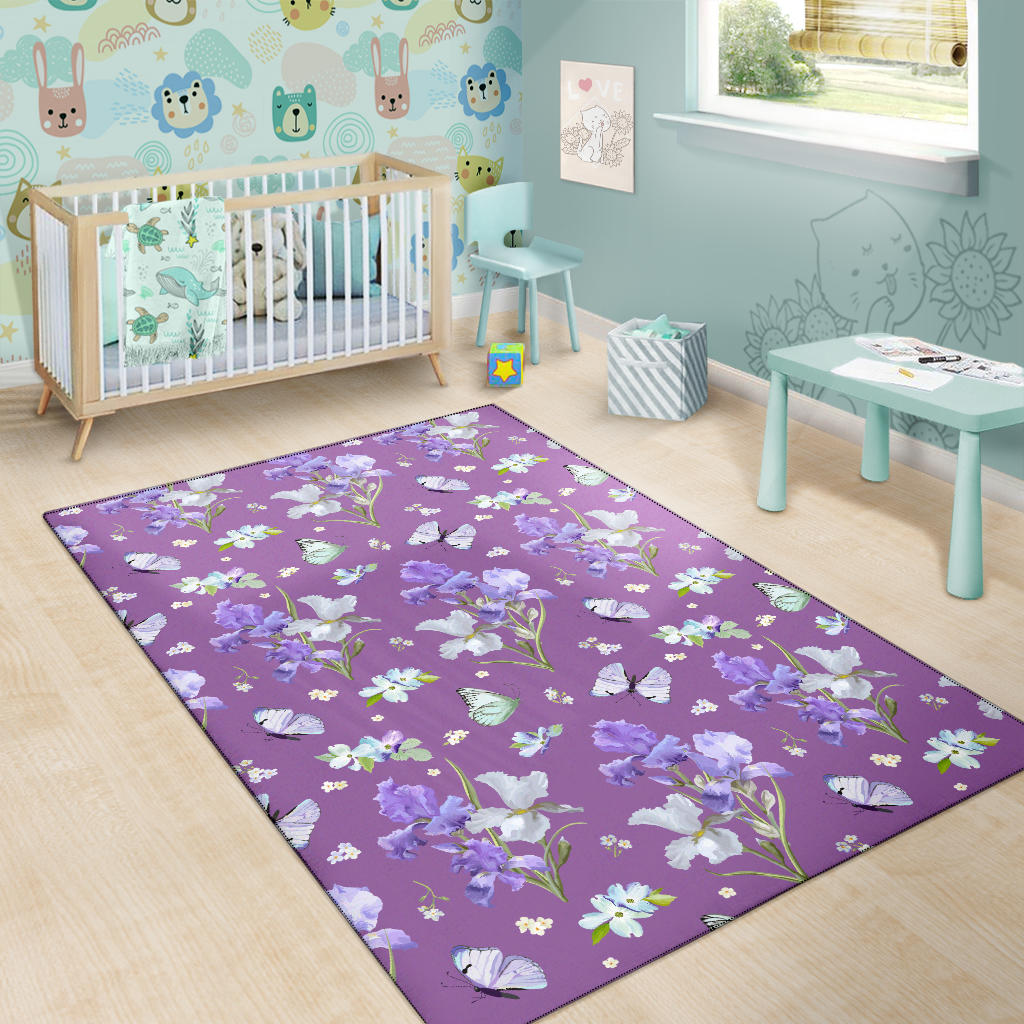 Iris Pattern Print Design IR09 Area Rugs