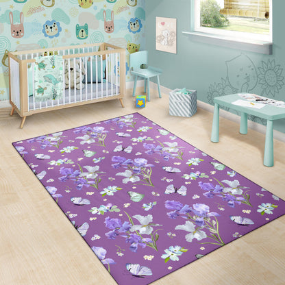 Iris Pattern Print Design IR09 Area Rugs