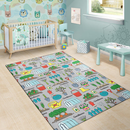 Gardening Pattern Print Design G07 Area Rugs