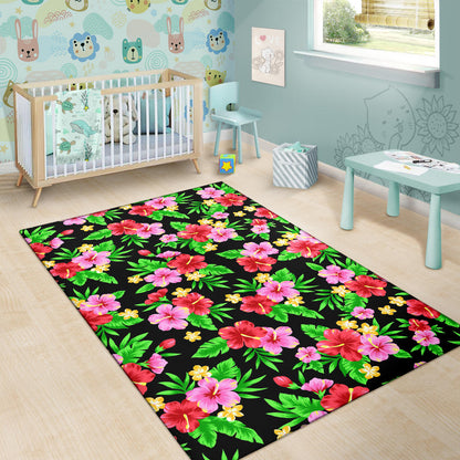 Pink Red Hibiscus Pattern Print Design HB023 Area Rugs