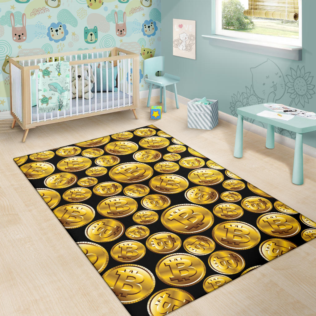 Bitcoin Pattern Print Design DO05 Area Rugs
