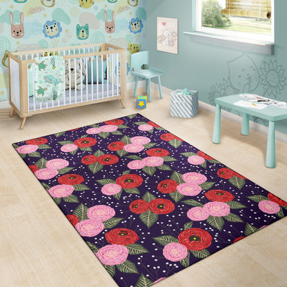 Camellia Pattern Print Design CM02 Area Rugs