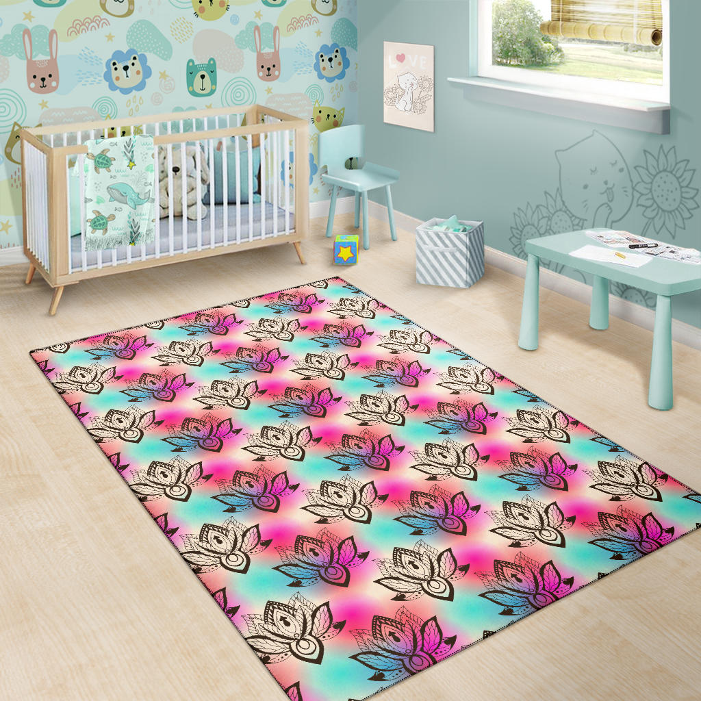 Lotus Boho Pattern Print Design LO02 Area Rugs