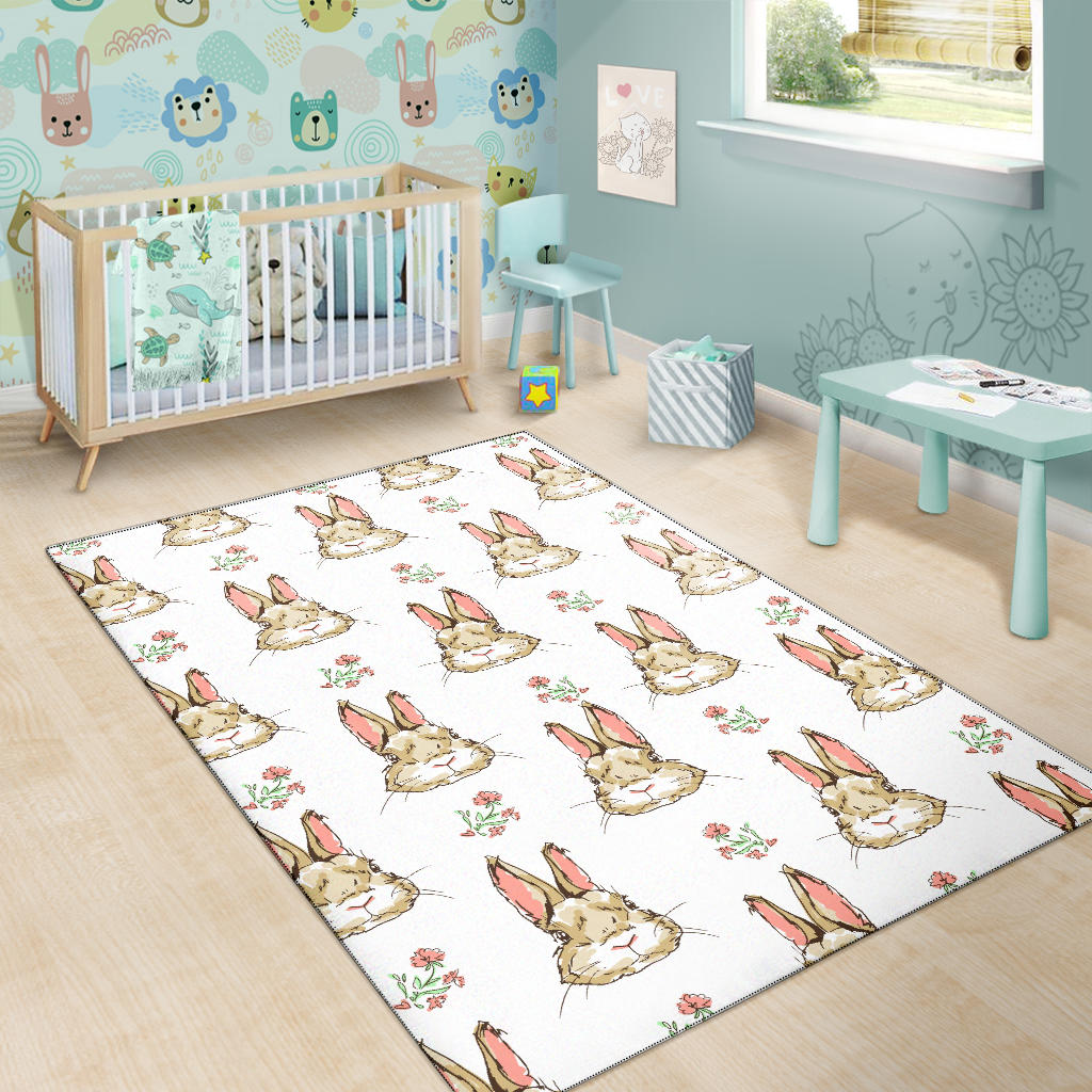 Rabbit Pattern Print Design RB09 Area Rugs