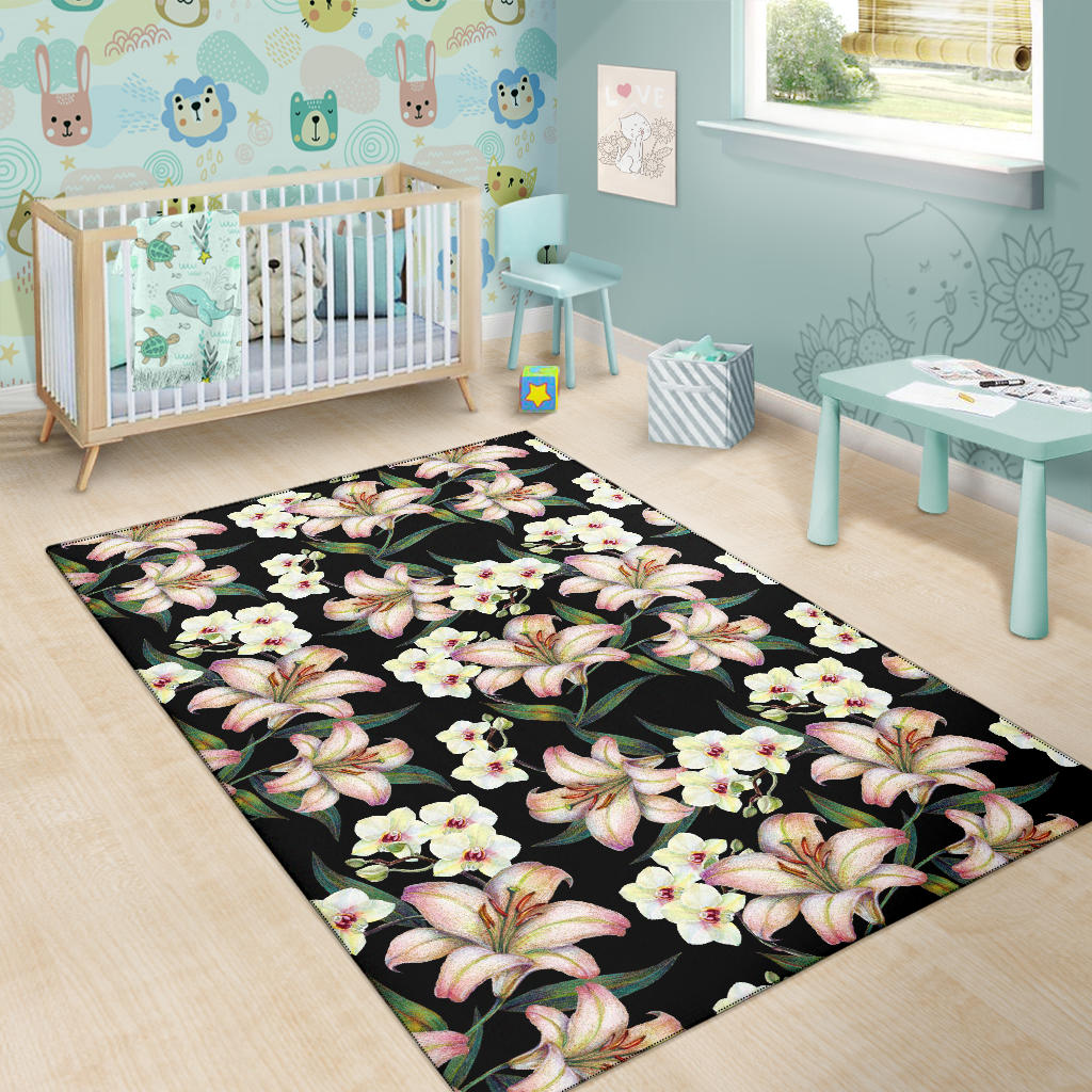 Lily Pattern Print Design LY03 Area Rugs