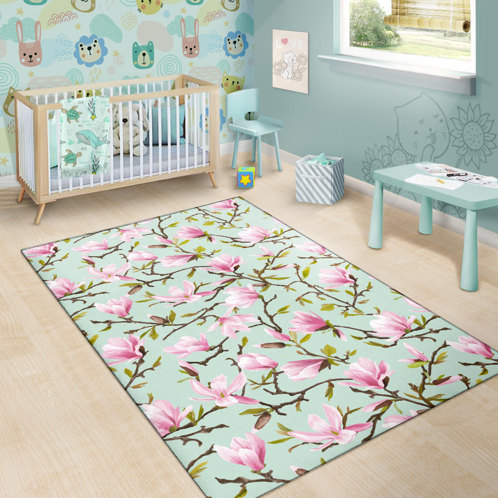 Magnolia Pattern Print Design MAG04 Area Rugs