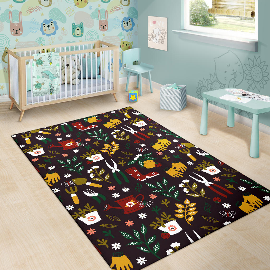 Gardening Pattern Print Design G05 Area Rugs